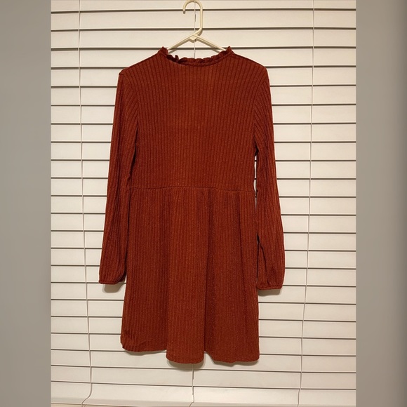 NWT Zara brown textured weave long sleeve dress M - Picture 4 of 5